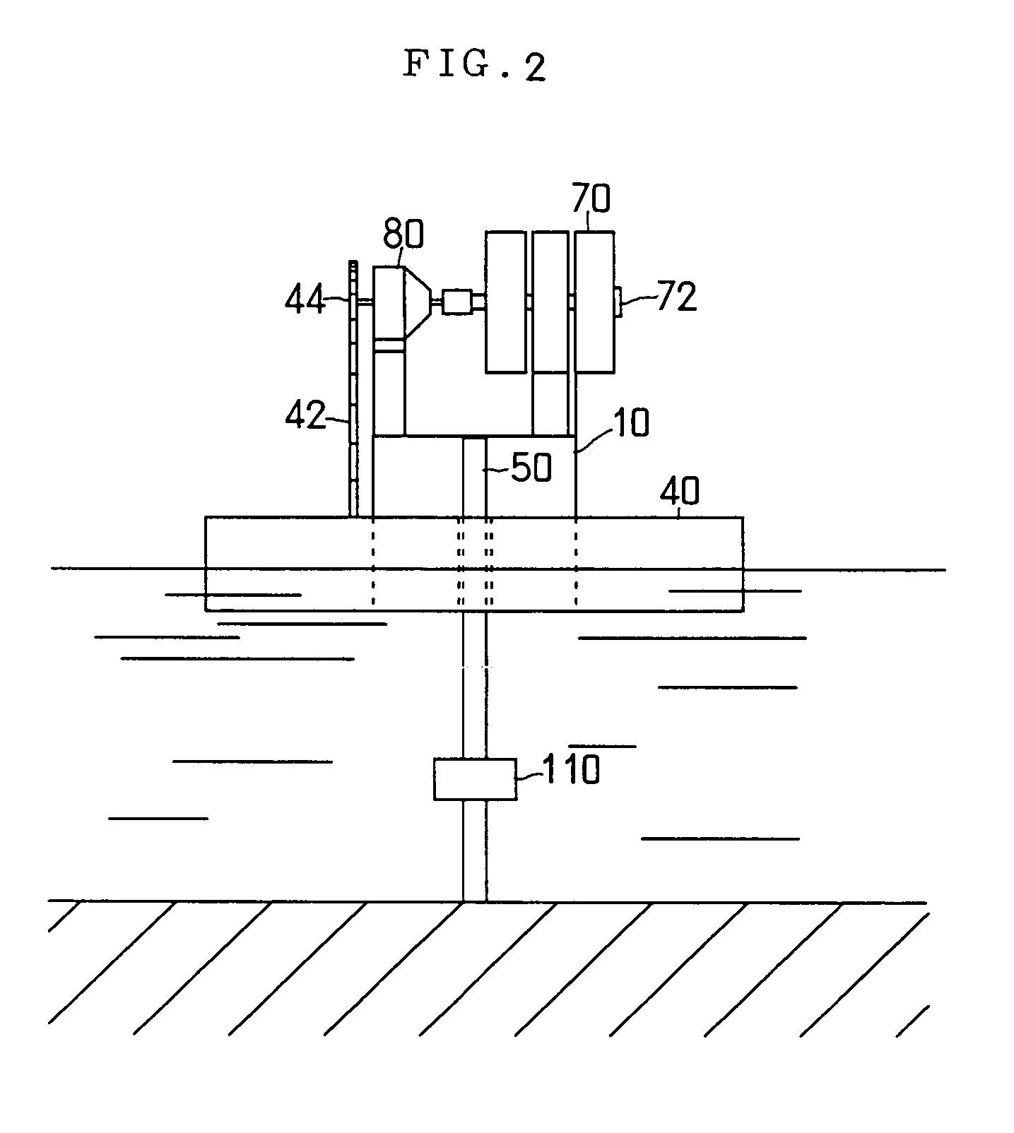 Power generation device utilizing river flow or seawater