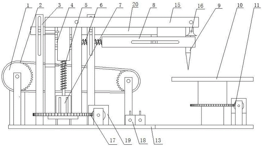 Parameter adjustable cam profile drawing instrument based on relative motion principle