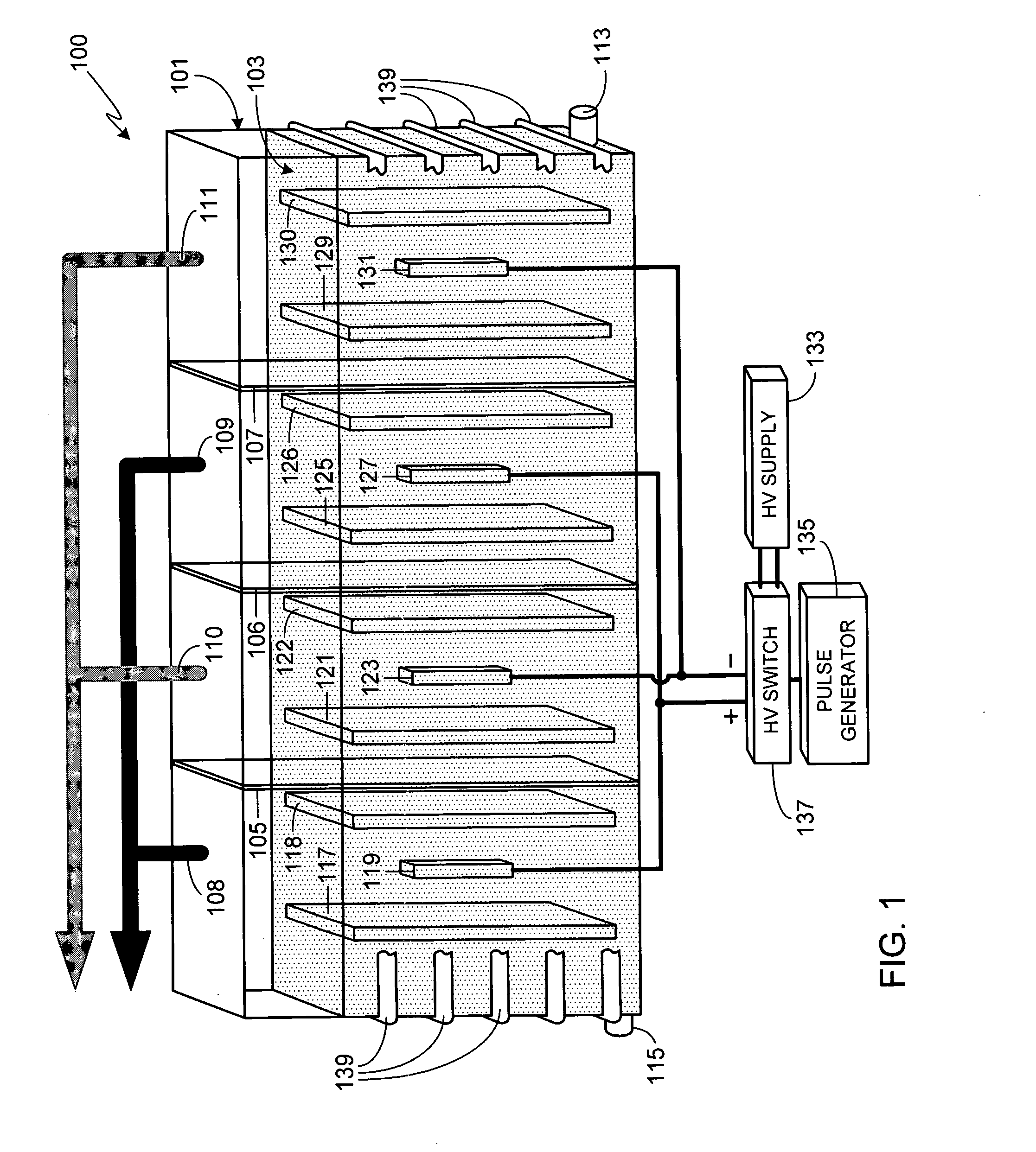 Multi-cell single voltage electrolysis apparatus and method of using same