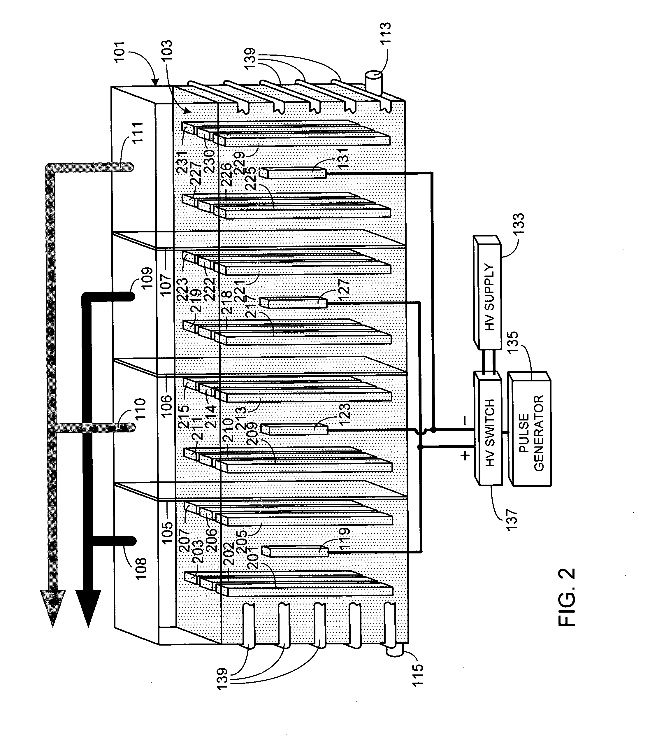 Multi-cell single voltage electrolysis apparatus and method of using same