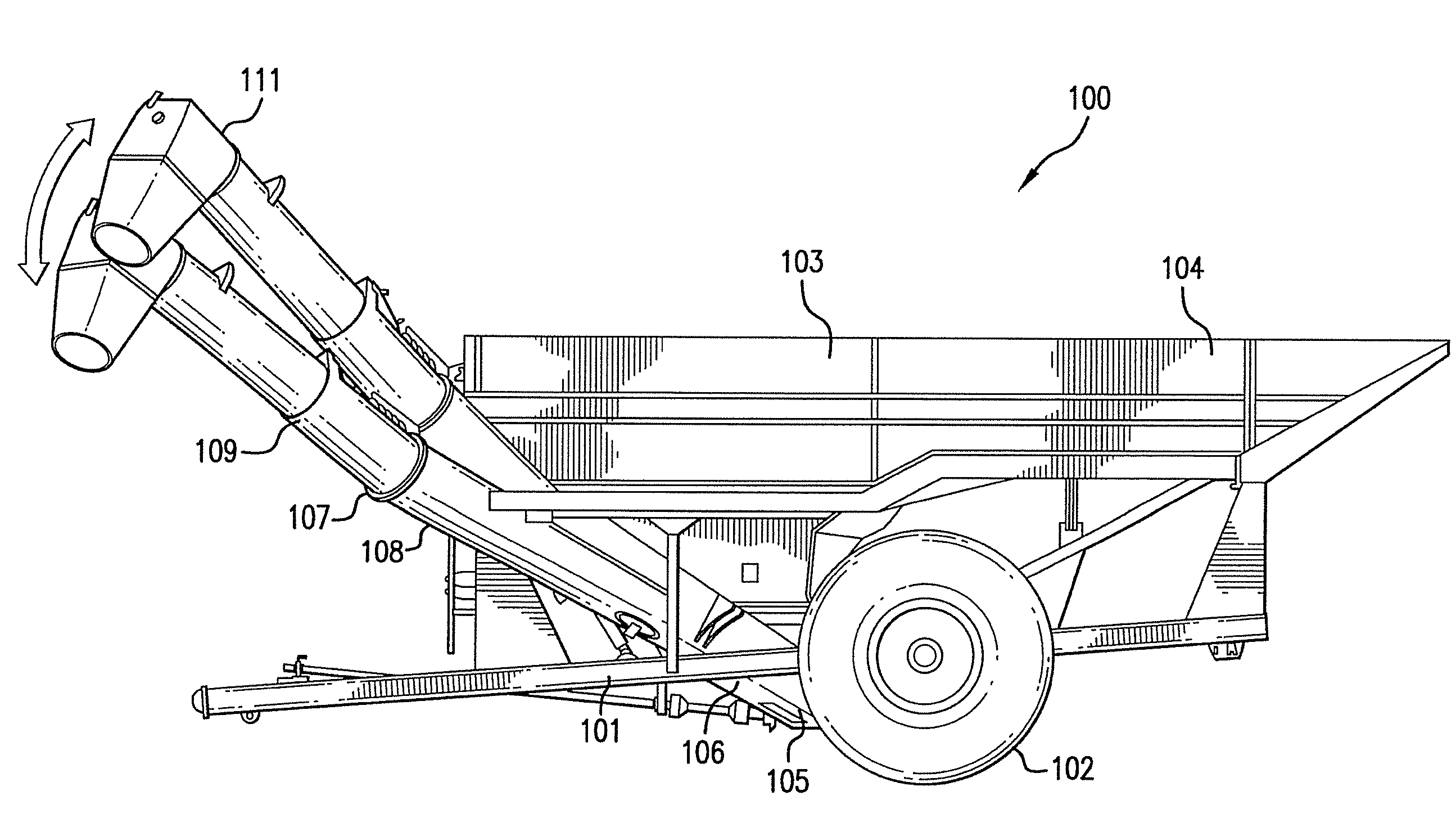 Cart With Folding Auger Having Adjustable Elevation