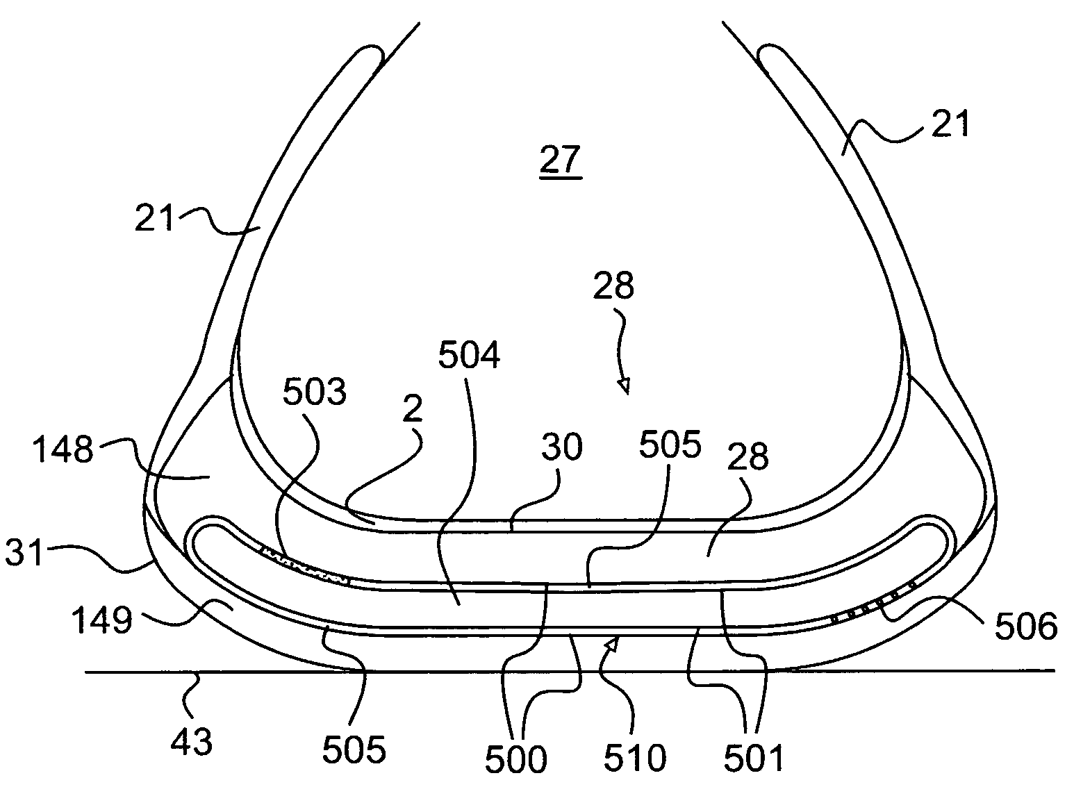 Devices with internal flexibility sipes, including siped chambers for footwear