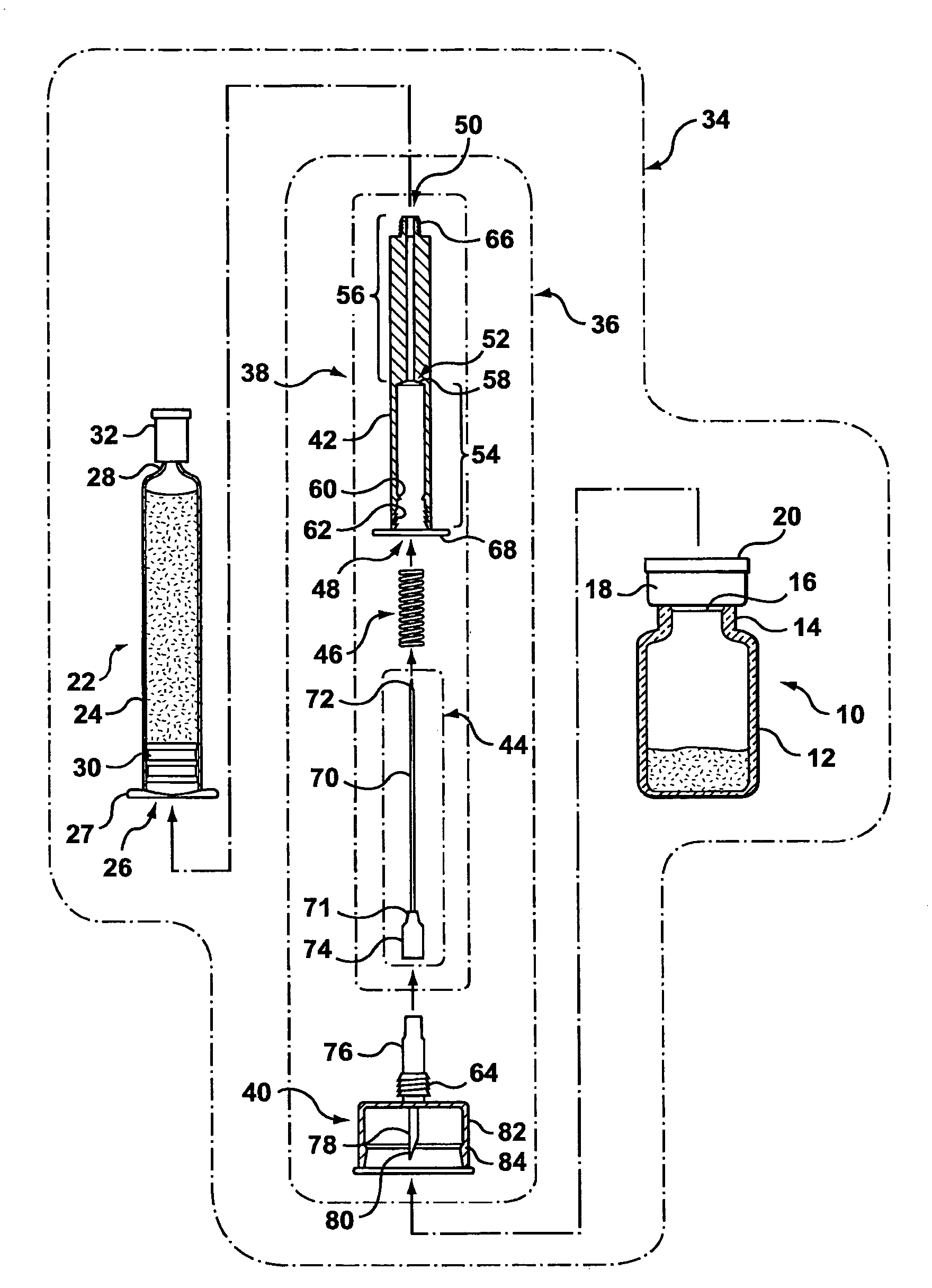 Fluid transfer assembly for pharmaceutical delivery system and method for using same