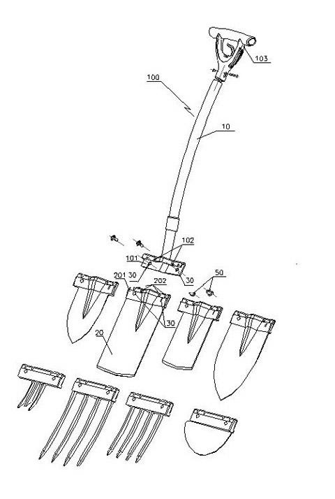 Multi-purpose combination tool with changeable tool heads