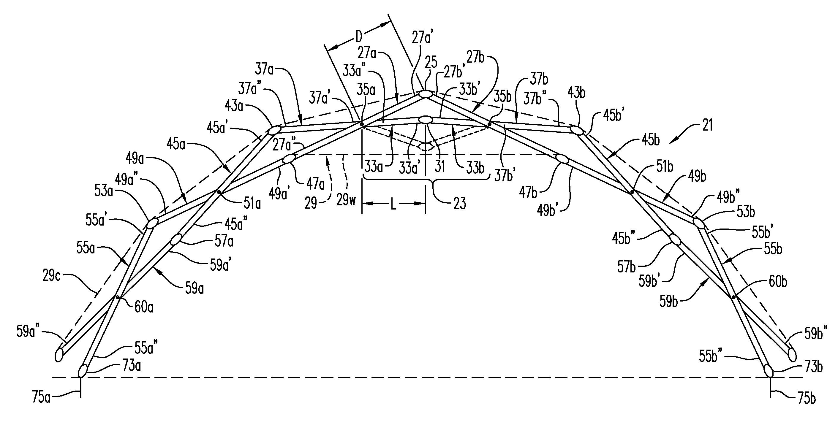 Collapsible structure with self-locking mechanism and method of erecting a collapsible structure