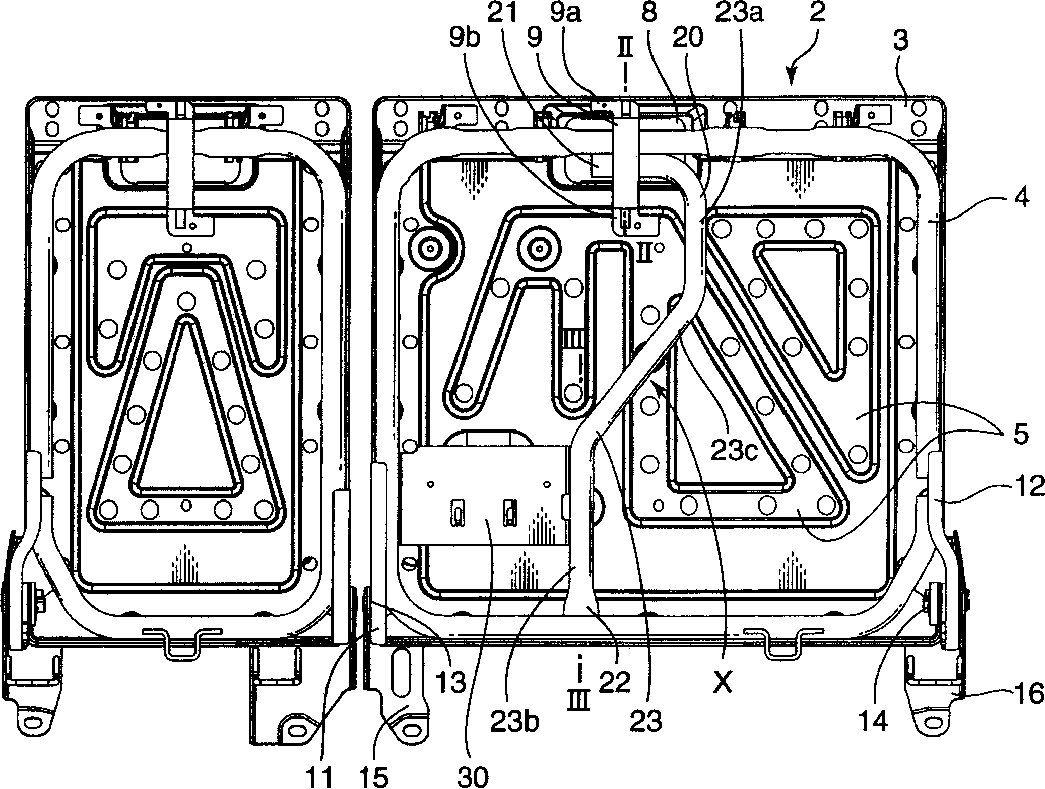 Seat backrest frame structure of vehicle and seat backrest