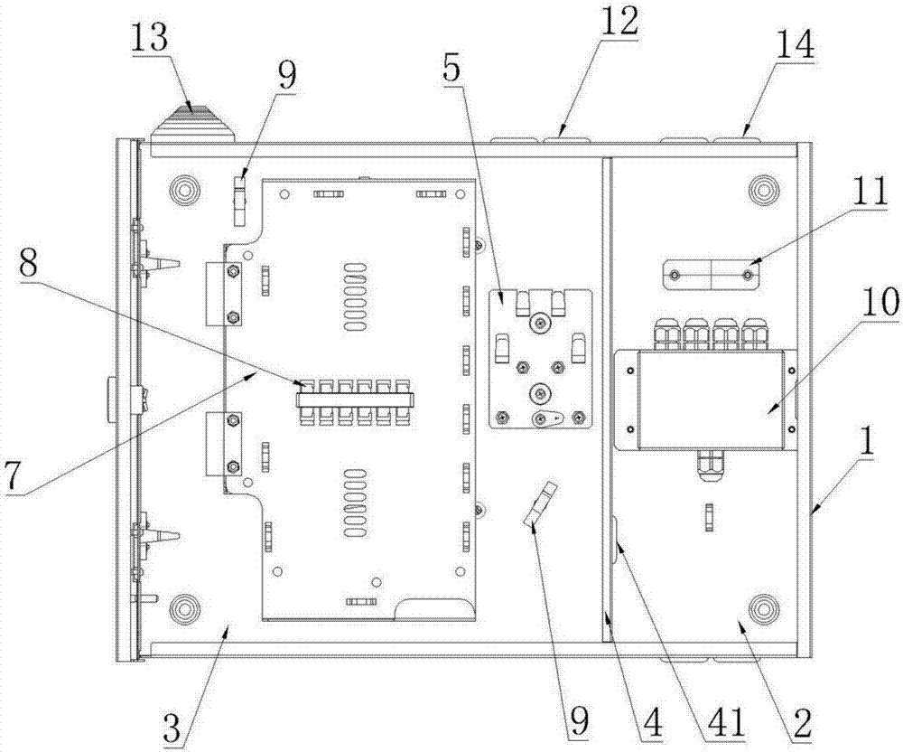 Optical fiber composite low-voltage cable light splitting and power distribution terminal equipment and method