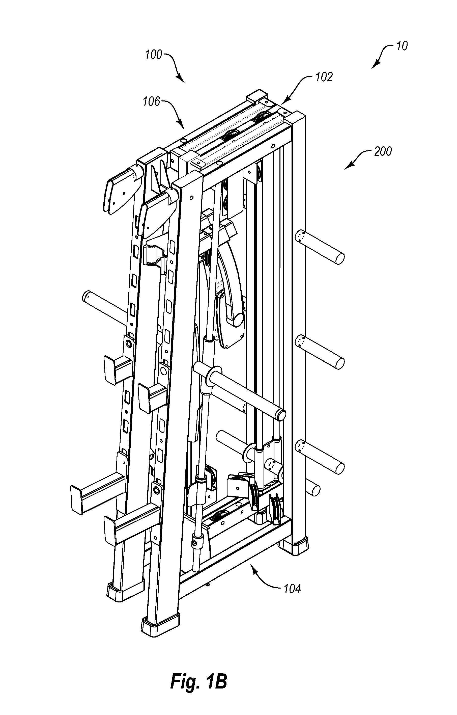 Strength training system with folding frame