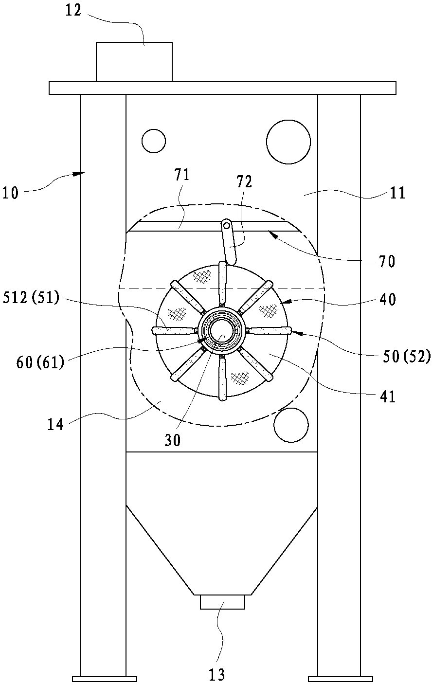 Water treatment device capable of scraping membrane surface sludge