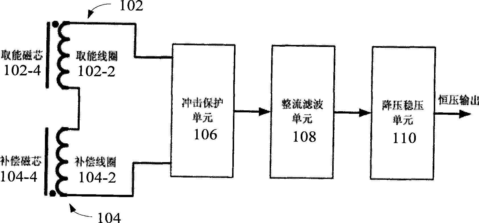 High voltage induction energy fetching power supply and method for obtaining power from high voltage line