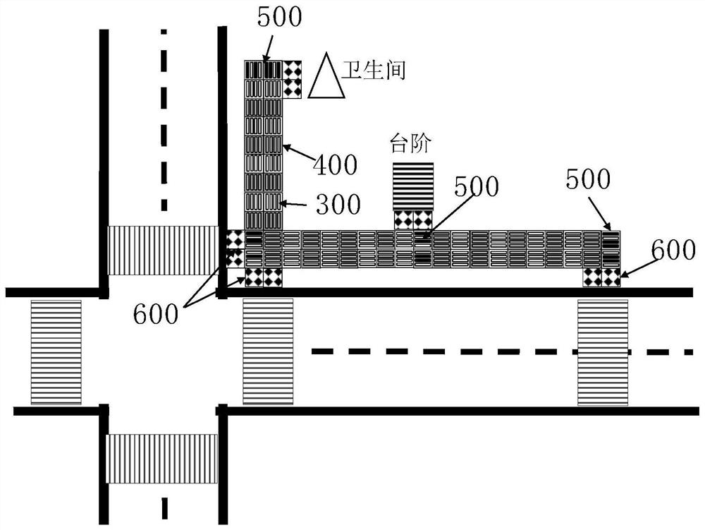 Two-dimensional blind sidewalk, blind person positioning and navigation system based on two-dimensional blind sidewalk and navigation method of blind person positioning and navigation system