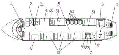 Arrangement of airplane cabin for medical treatment