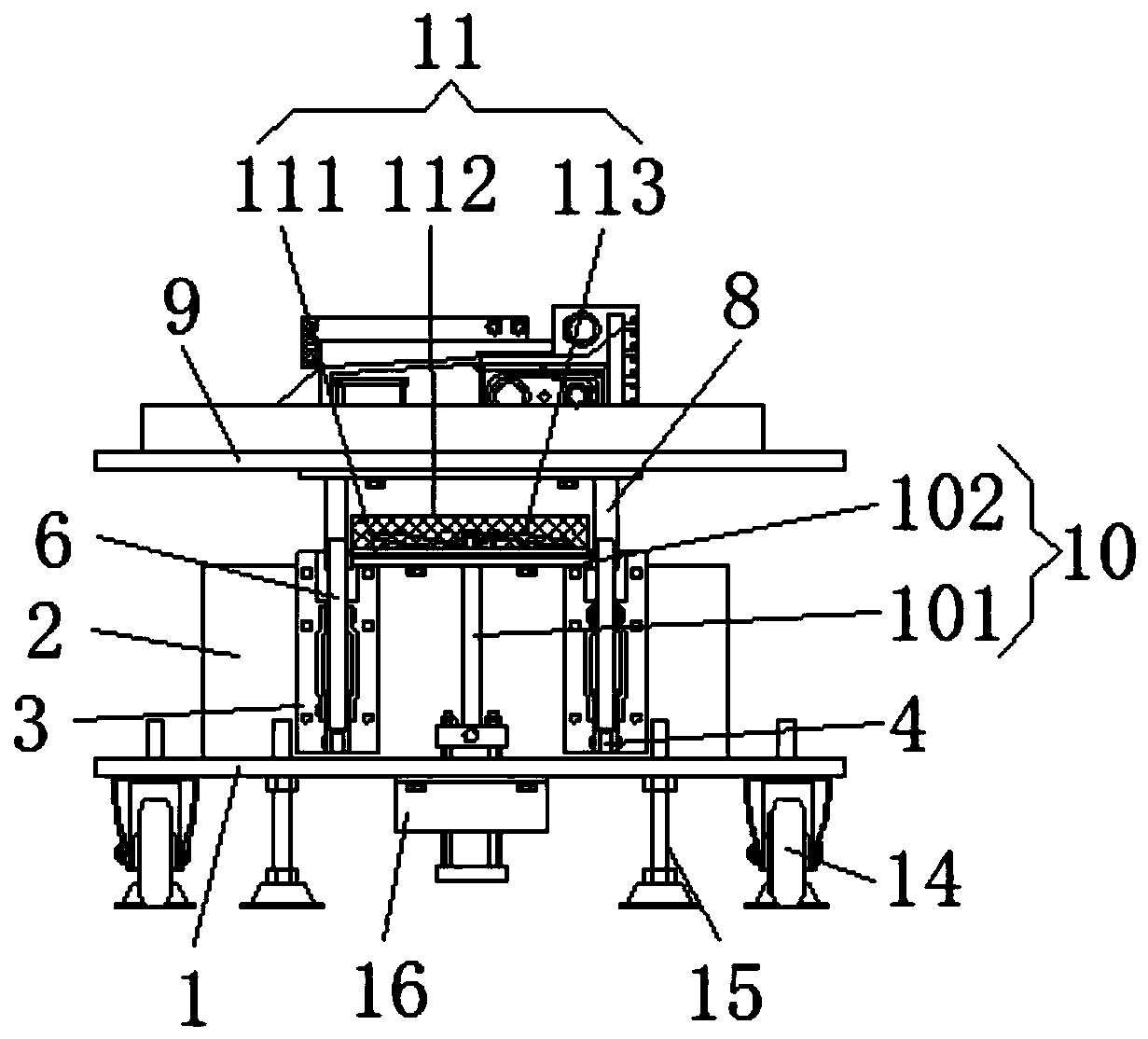 Adjusting mechanism of quenching frame for power generator cylinder head component machining