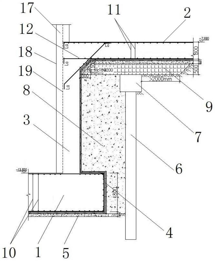 Drop integral raft foundation and construction method thereof