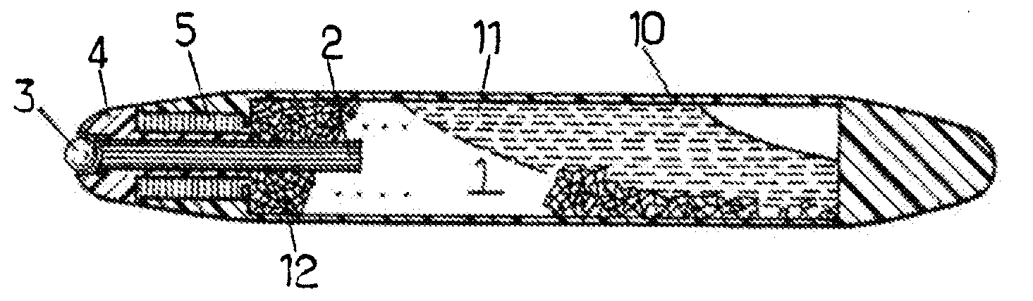 Writing instrument containing a granular material in the ink chamber