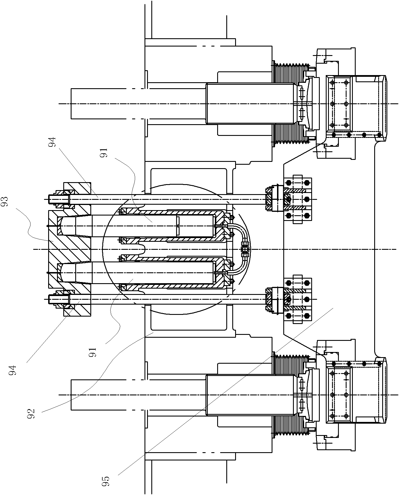 Upper supporting roll balancing device for rolling mill