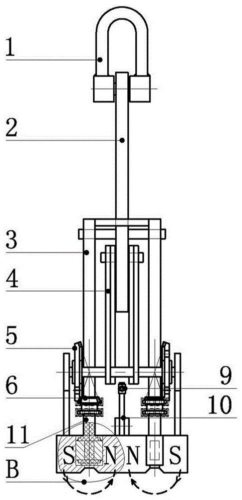 A magnetic circuit horizontal rotating lifting permanent magnet
