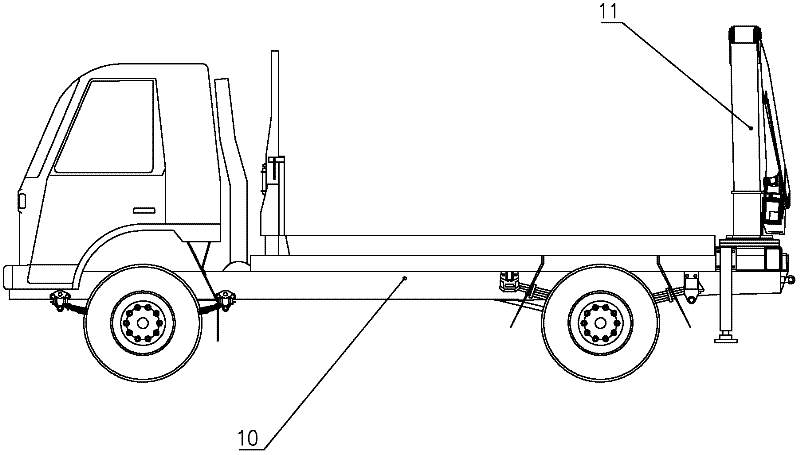 Lorry-mounted crane and transport cart with same