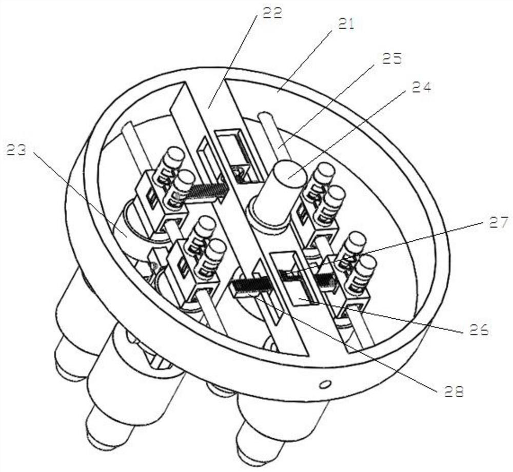 A self-identifying multi-angle magnetic pole head chemical magnetic particle grinding processing device