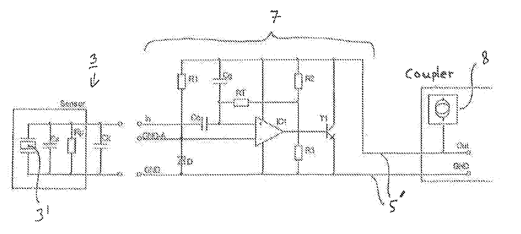 Electronic circuit for a weight-in-motion sensor