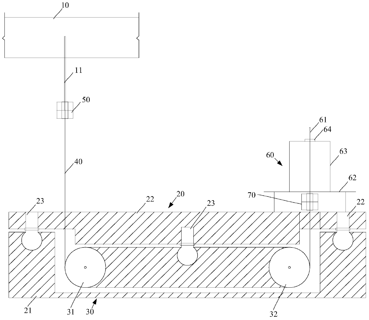 Force transmission device for anti-pulling test and detection method of device