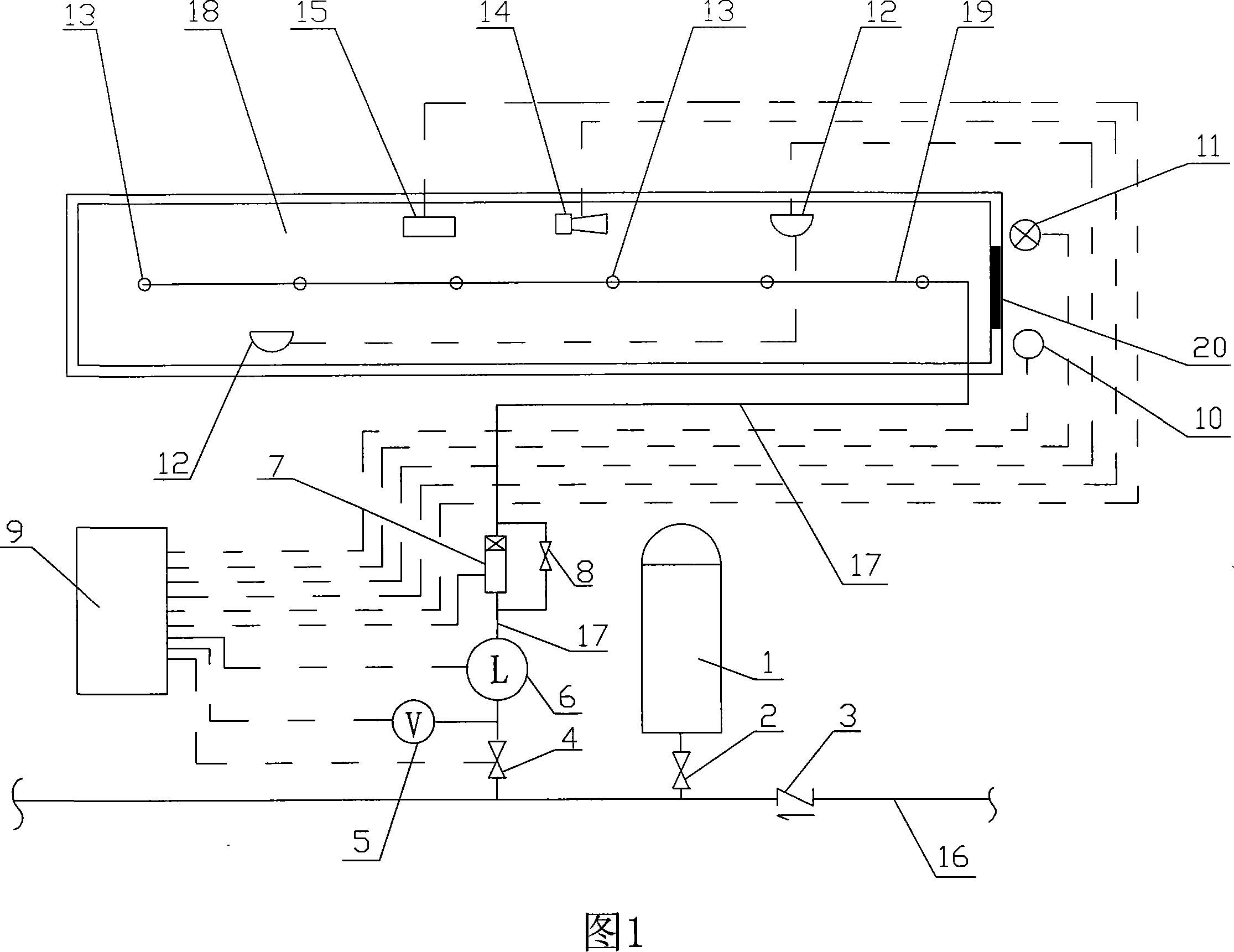 Submerged fire extinguishing nitrogen system for closed space