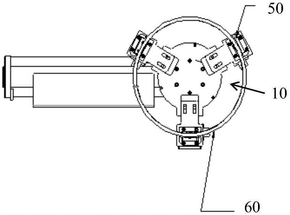 Device with air cylinder driving magnet to take and place steel ring