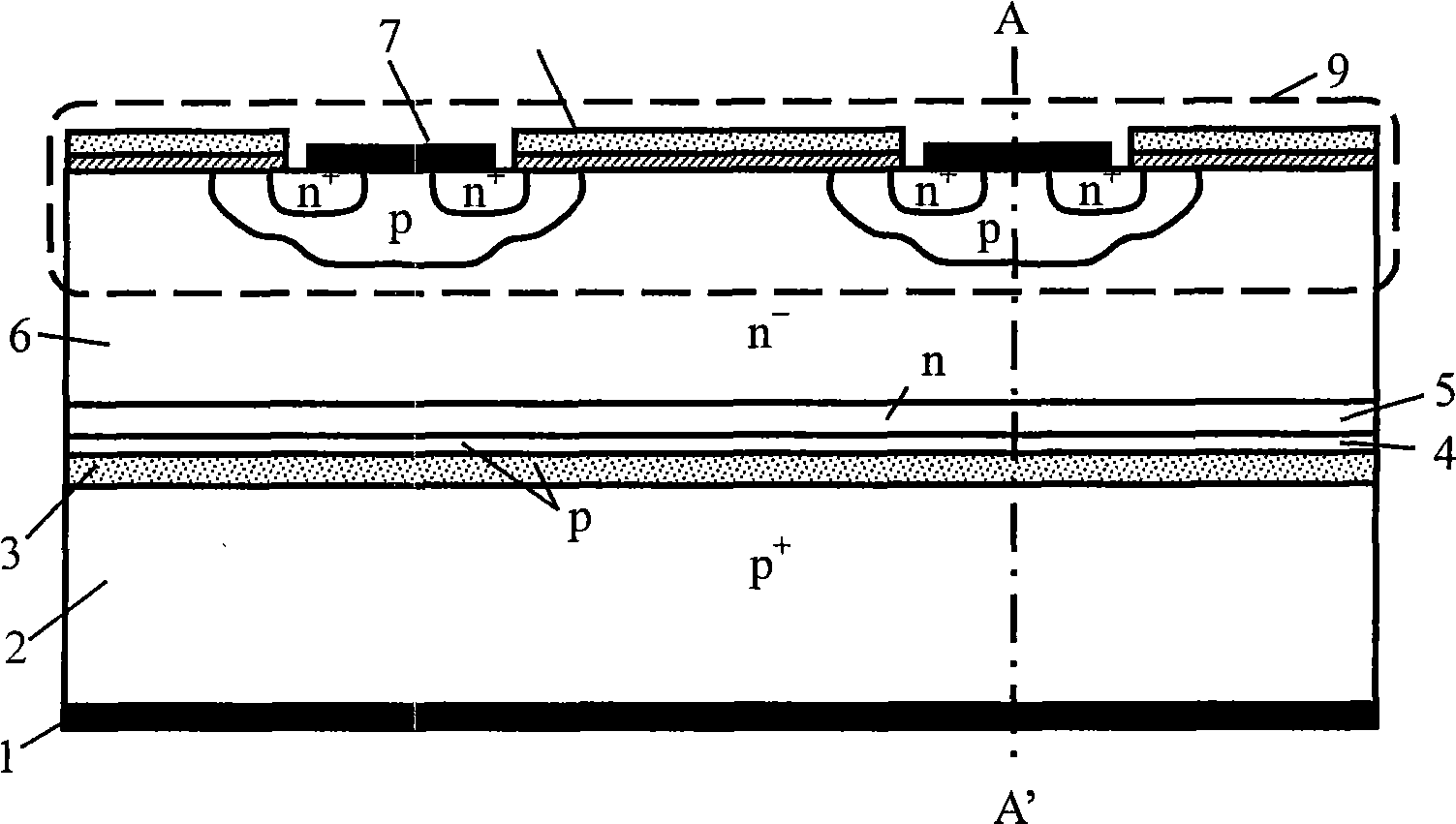 Production method for inner transparent collecting electrode IGBT with polysilicon as service life control layer
