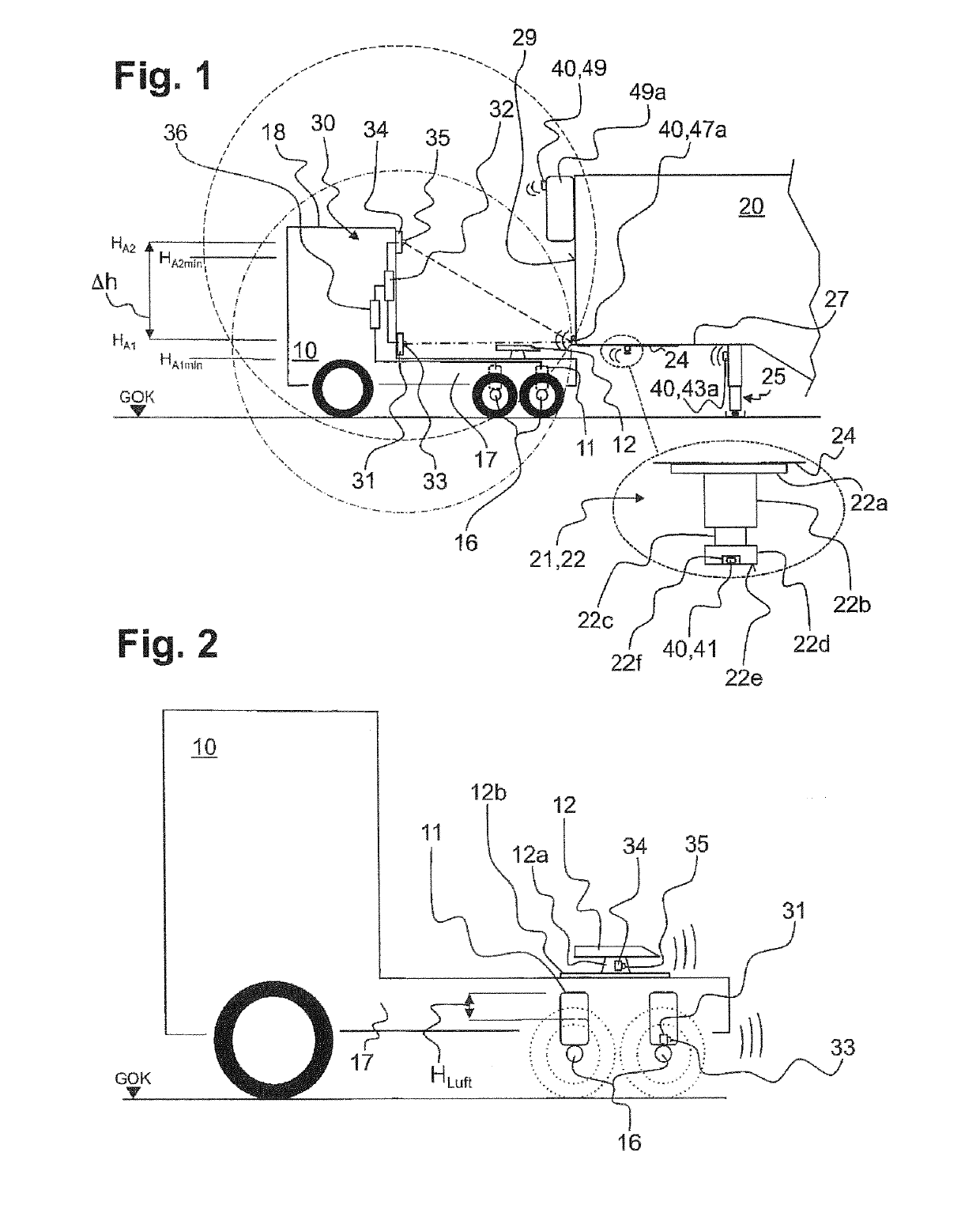 Device for Detecting the Position of a First or Second Vehicle to be Coupled Together