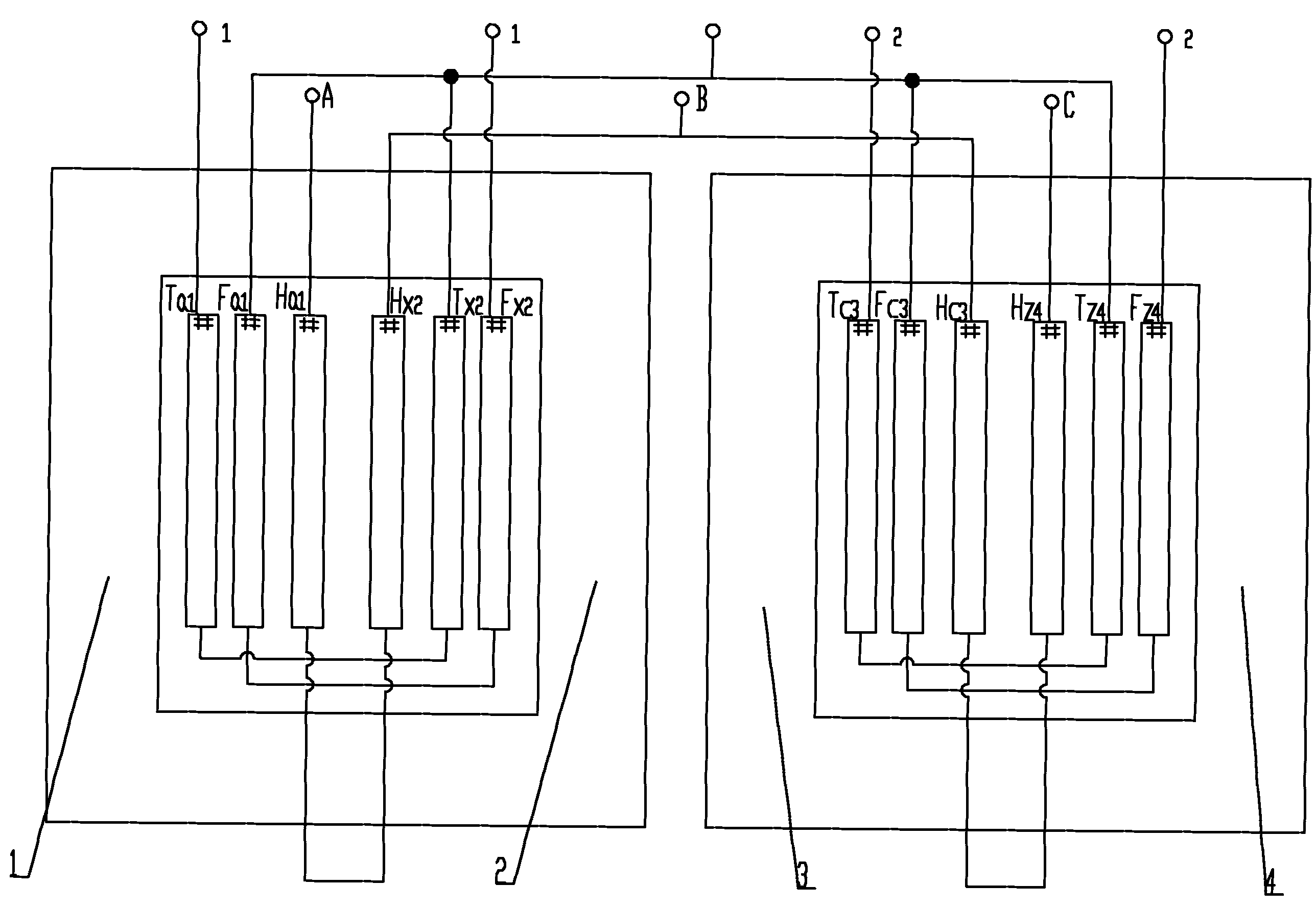 Traction transformer series-connected in one box by two low voltage winding layers for AT (Auto-Transformer) power supply