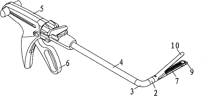 Cavity mirror surgical incision anastomat with replaceable nail bin