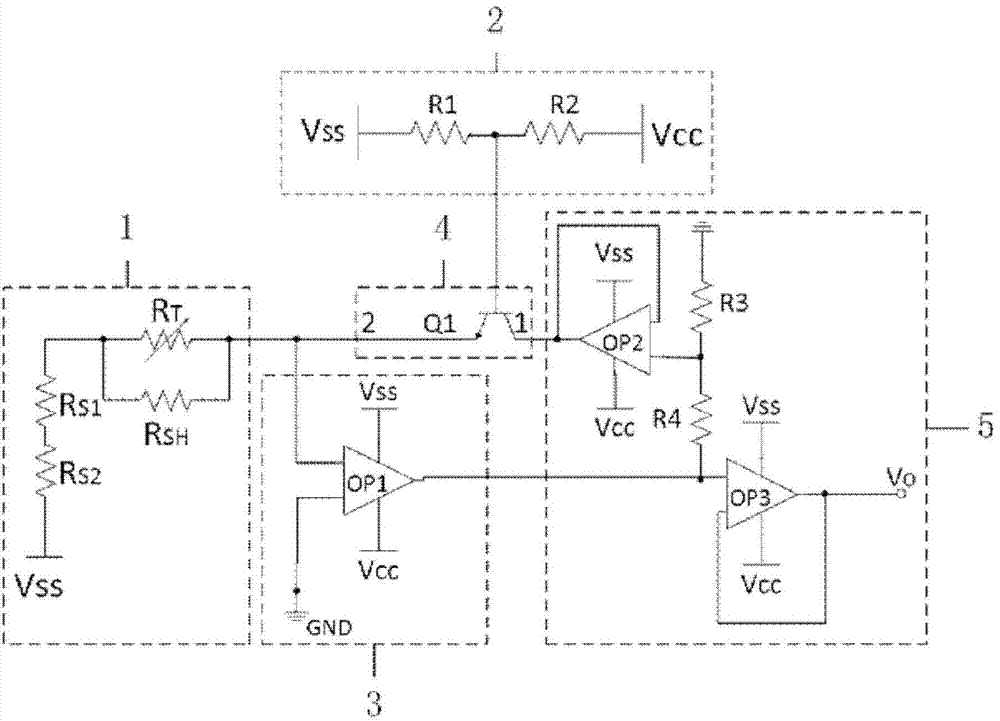Universal and output-adjustable thermistor linear compensation circuit based on audion