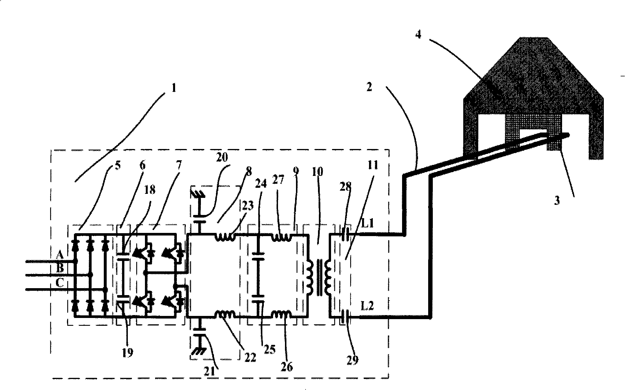 Non-contact power supply of automatic carriage