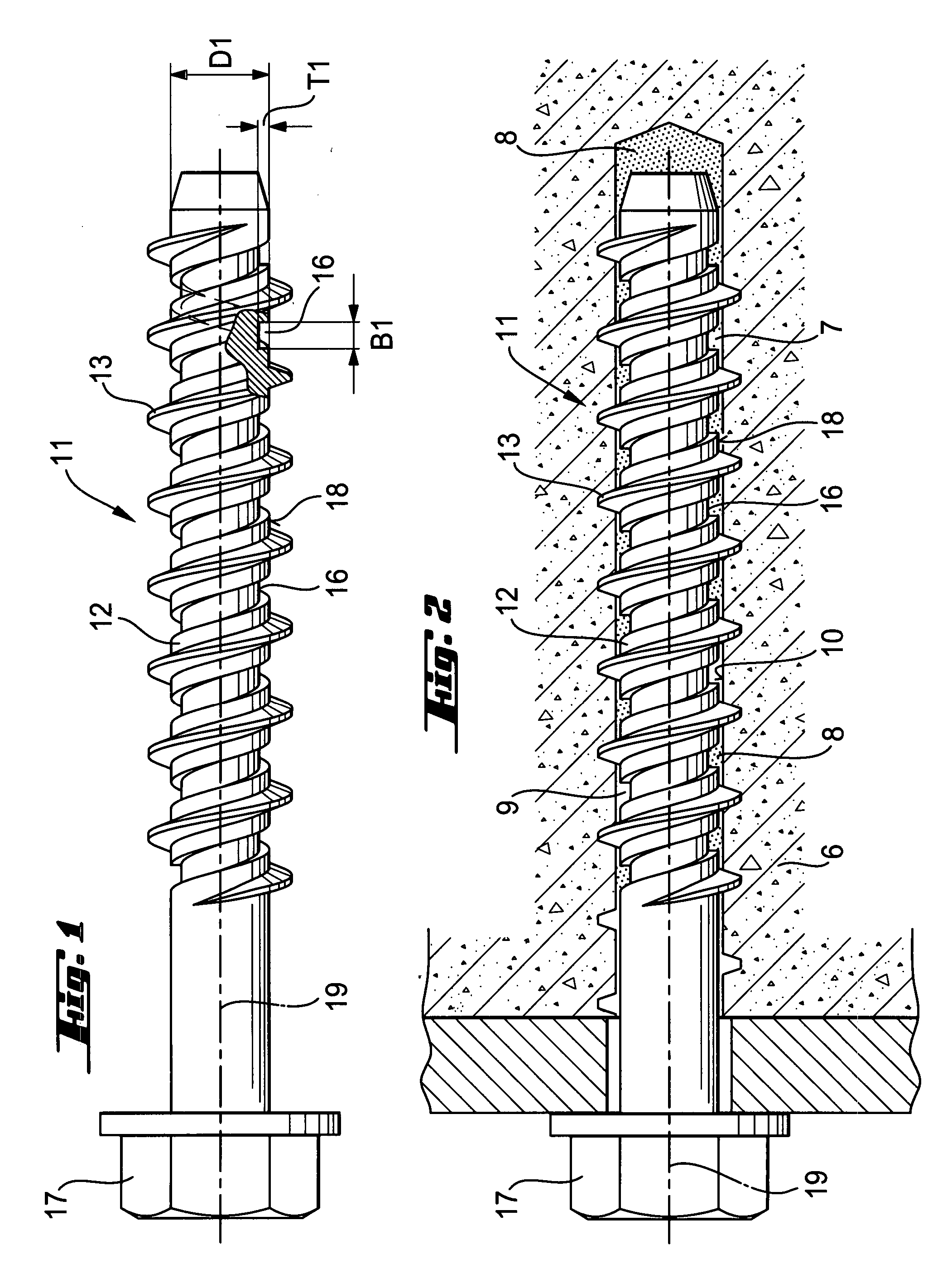Fastening element for hard constructional component