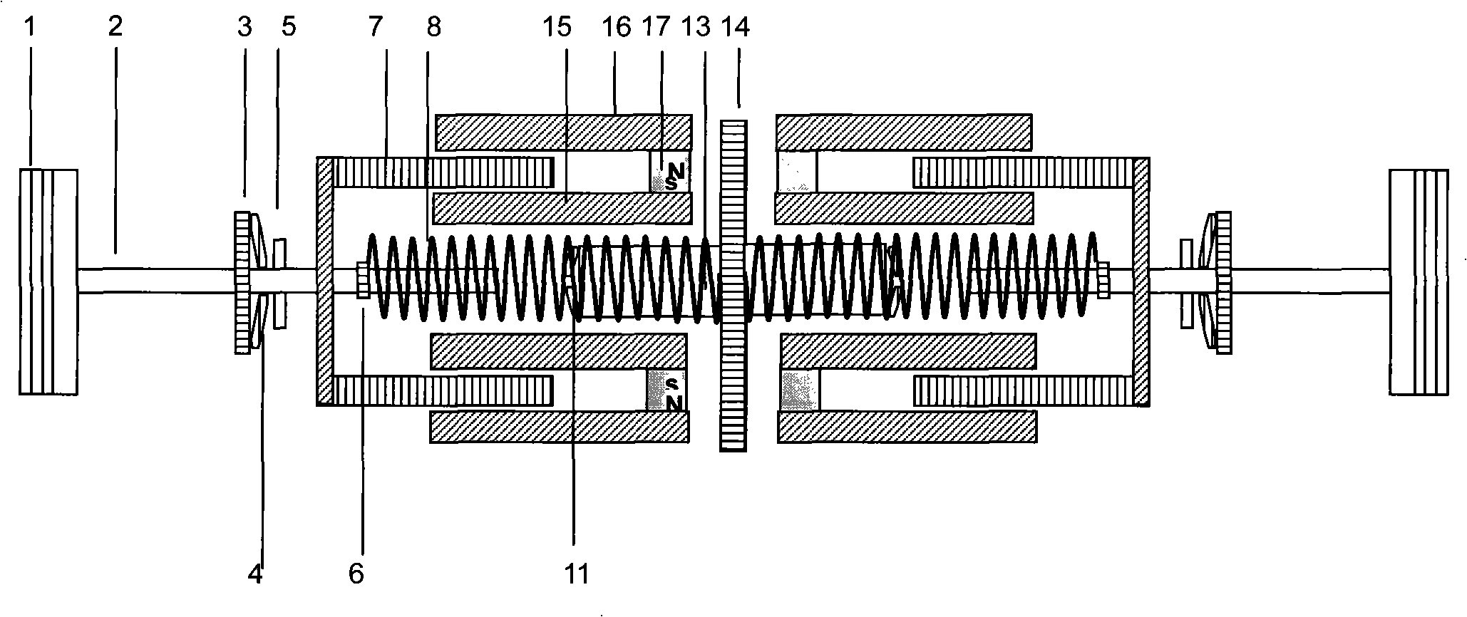 Direct-action power generation system with speedup spring forced vibration