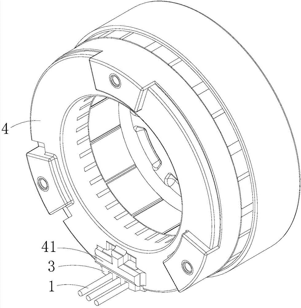 Wire outlet structure of plastic packaging stator and plastic packaging motor