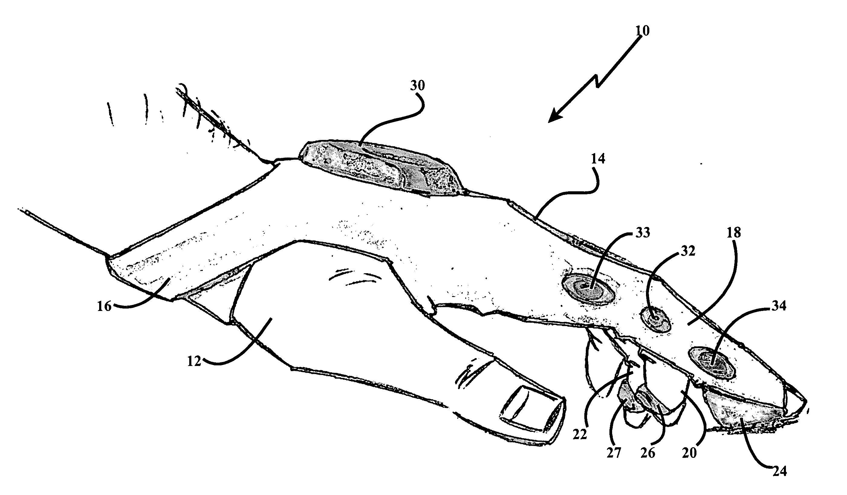 Computer mouse on a glove