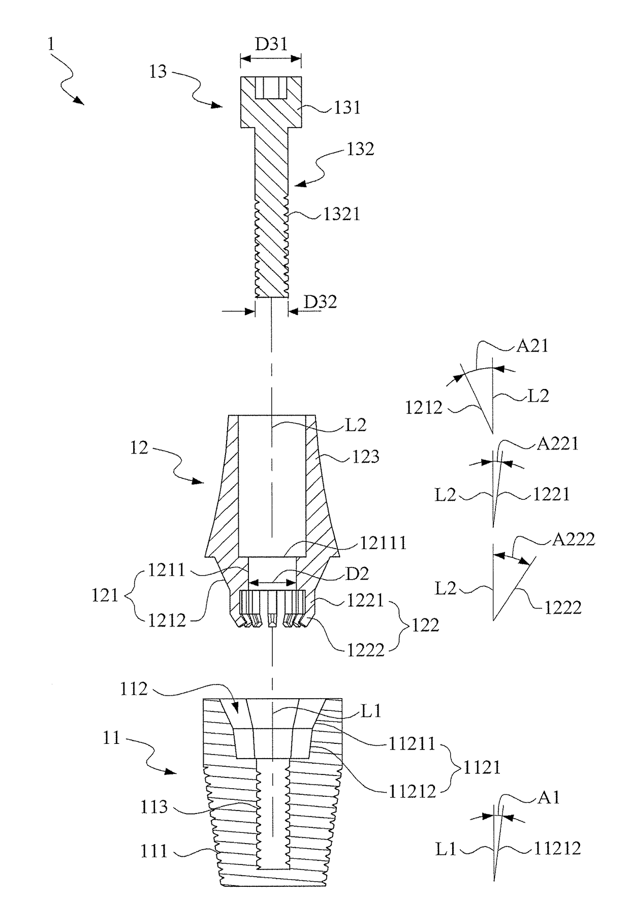 Dental implant assembly and abutment thereof