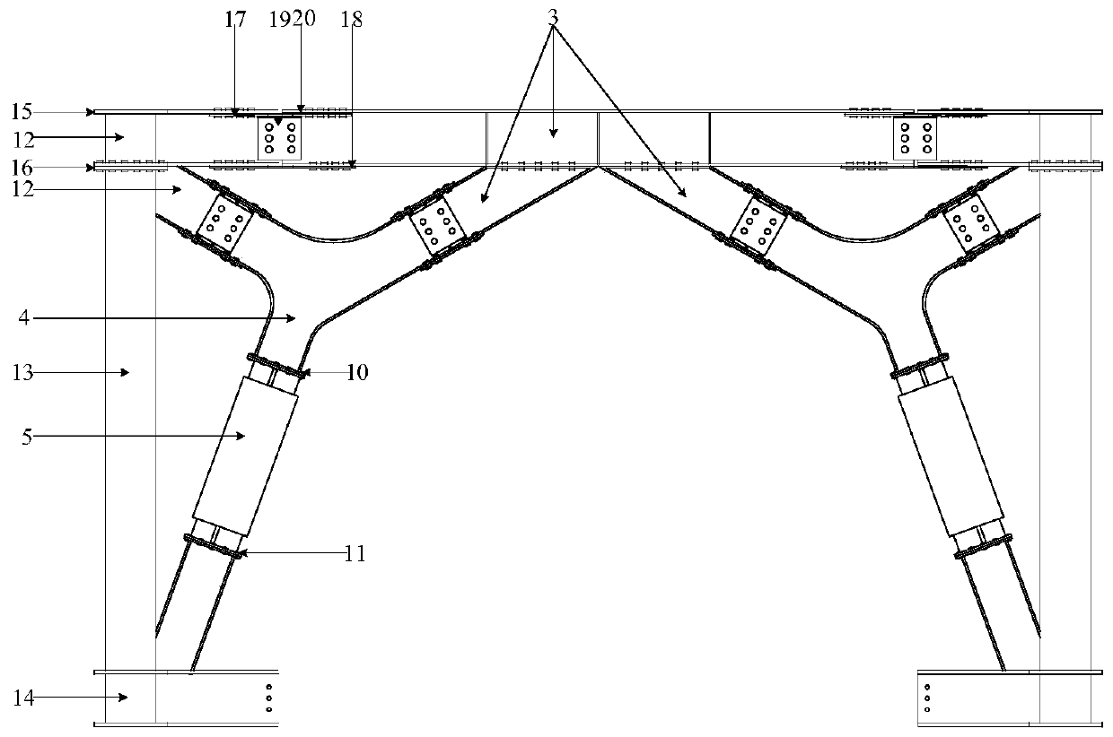 Large-headroom flanged storable-function steel-framed centrally braced system