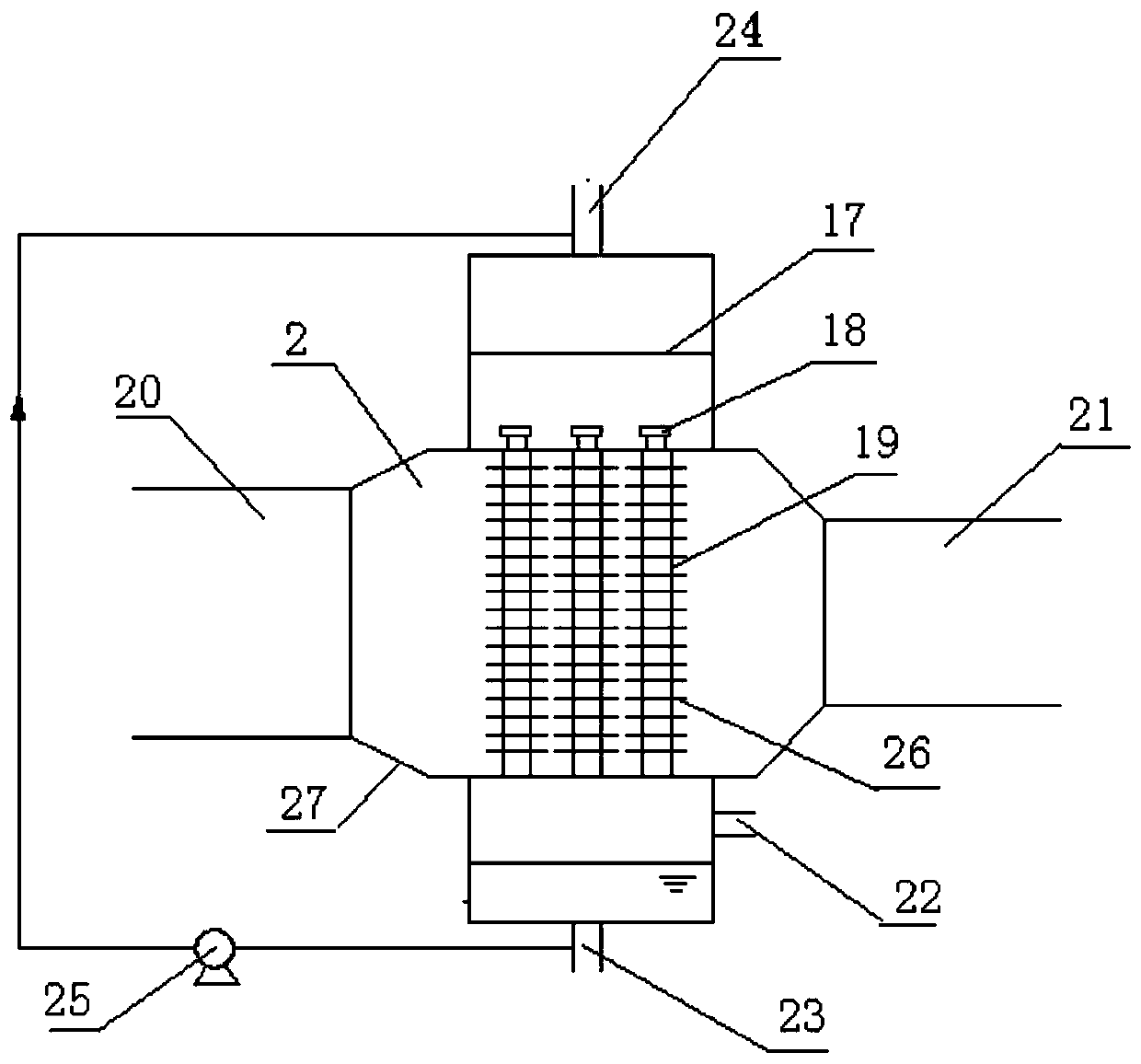 Power plant flue gas waste heat direct evaporative desalination system with flue gas reheating function