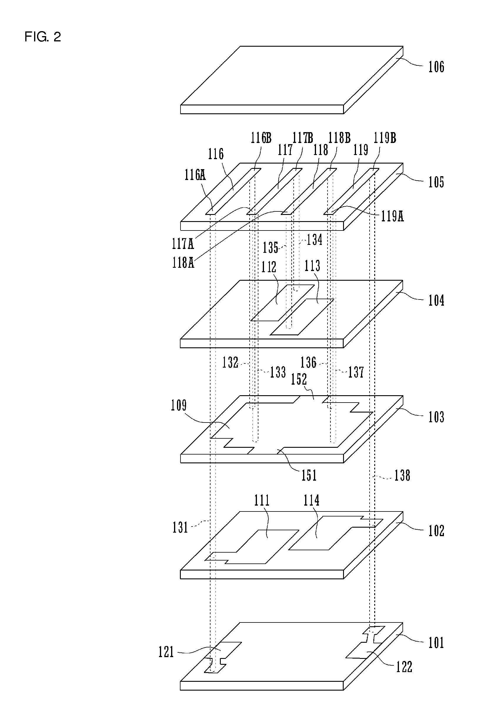 Laminated band-pass filter having an even number of LC parallel resonators