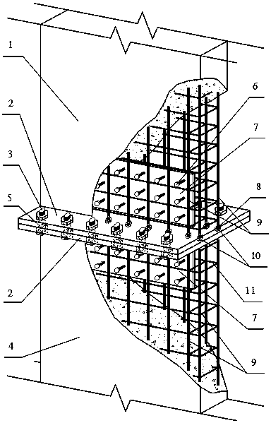 Bolt connecting structure of assembled reinforced concrete shear wall and manufacturing method thereof