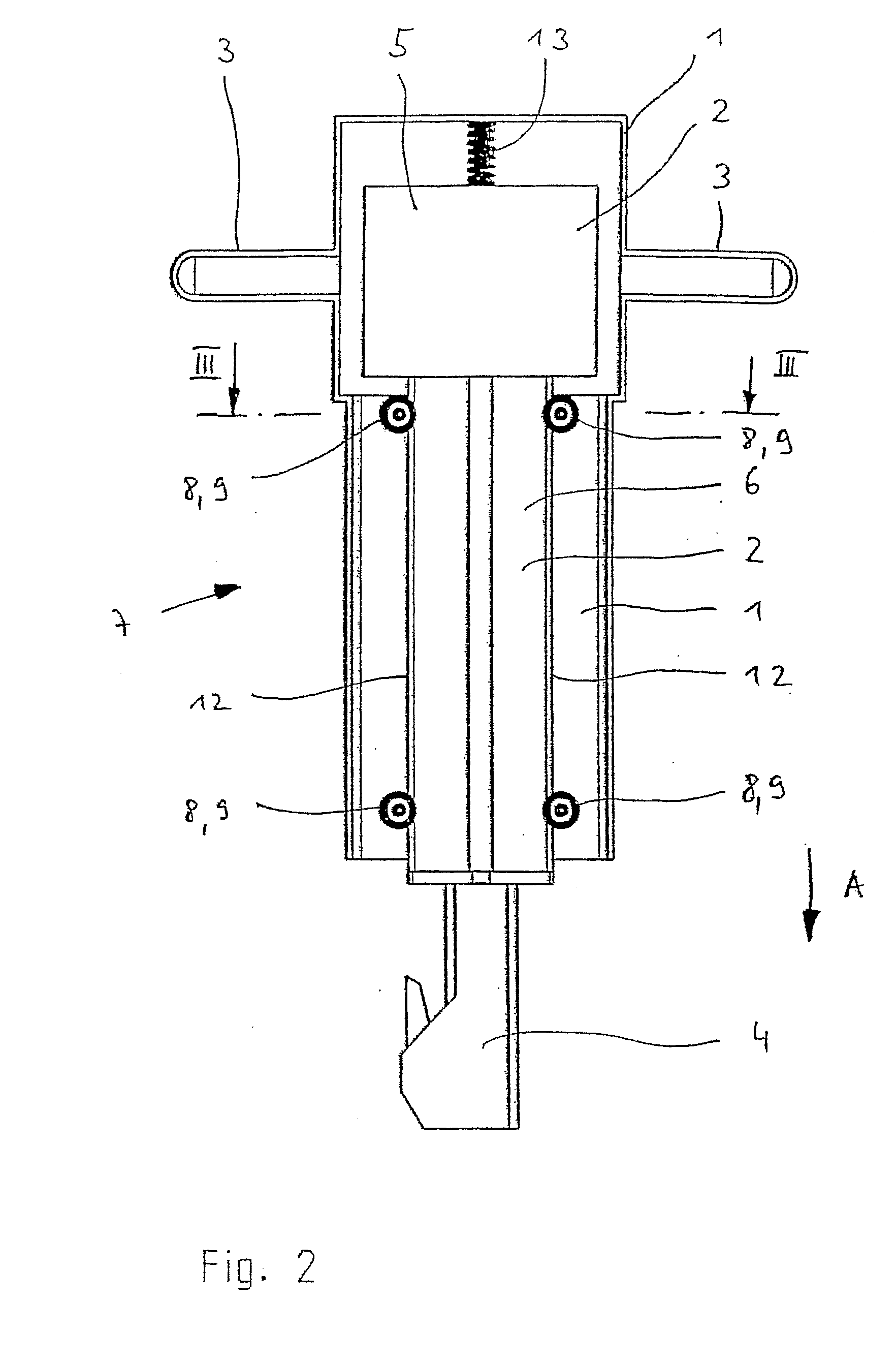 Percussion Hammer and/or Drill Hammer Comprising a Handle Which Can be Guided in a Linear Manner