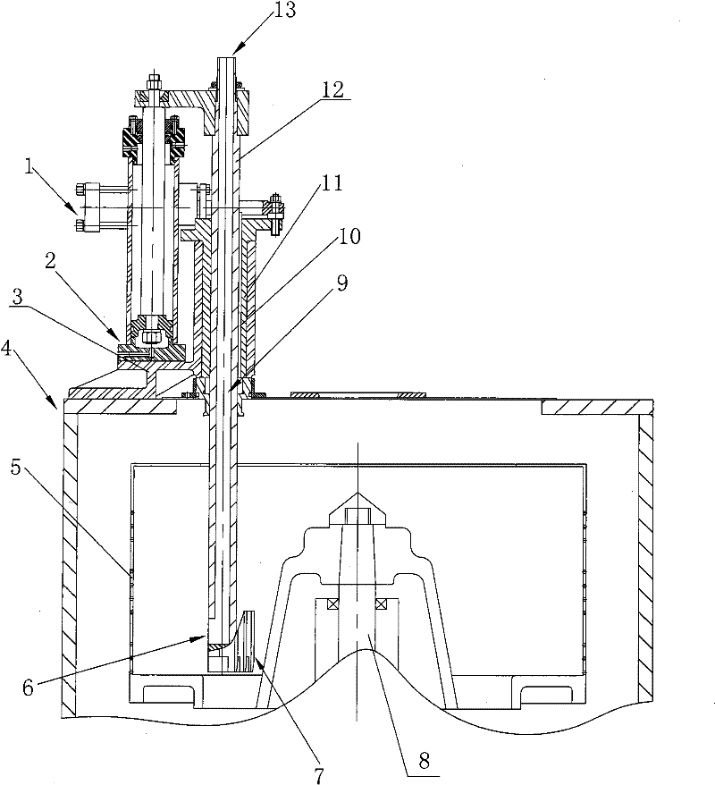 Distributing and discharging device for centrifuge