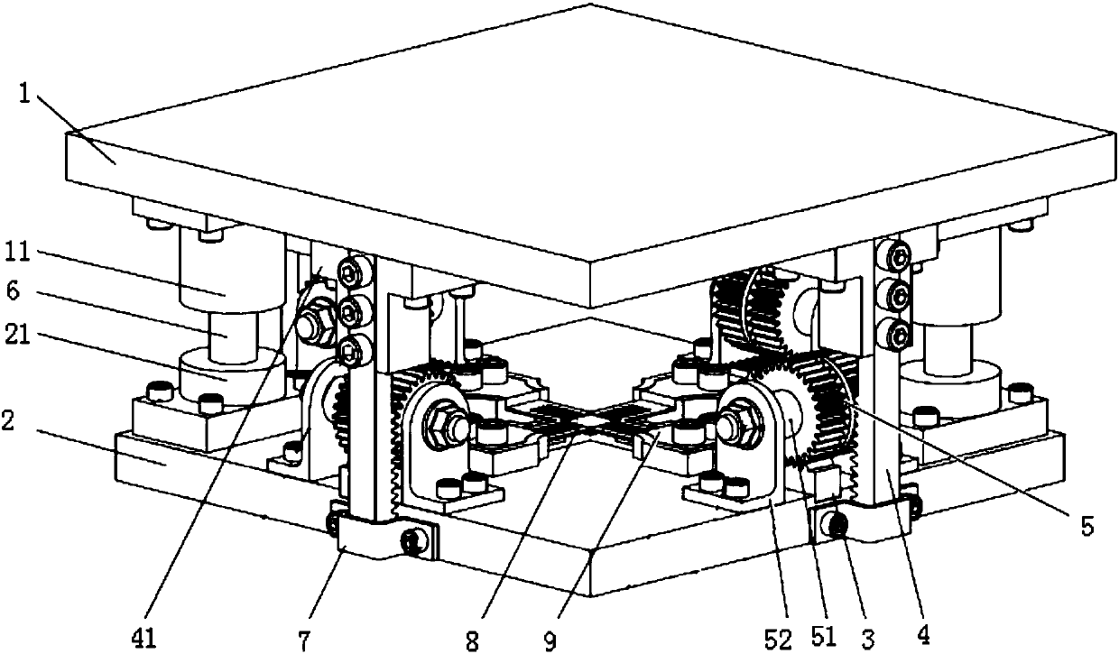 Pinion-and-rack type biaxial tensile test device