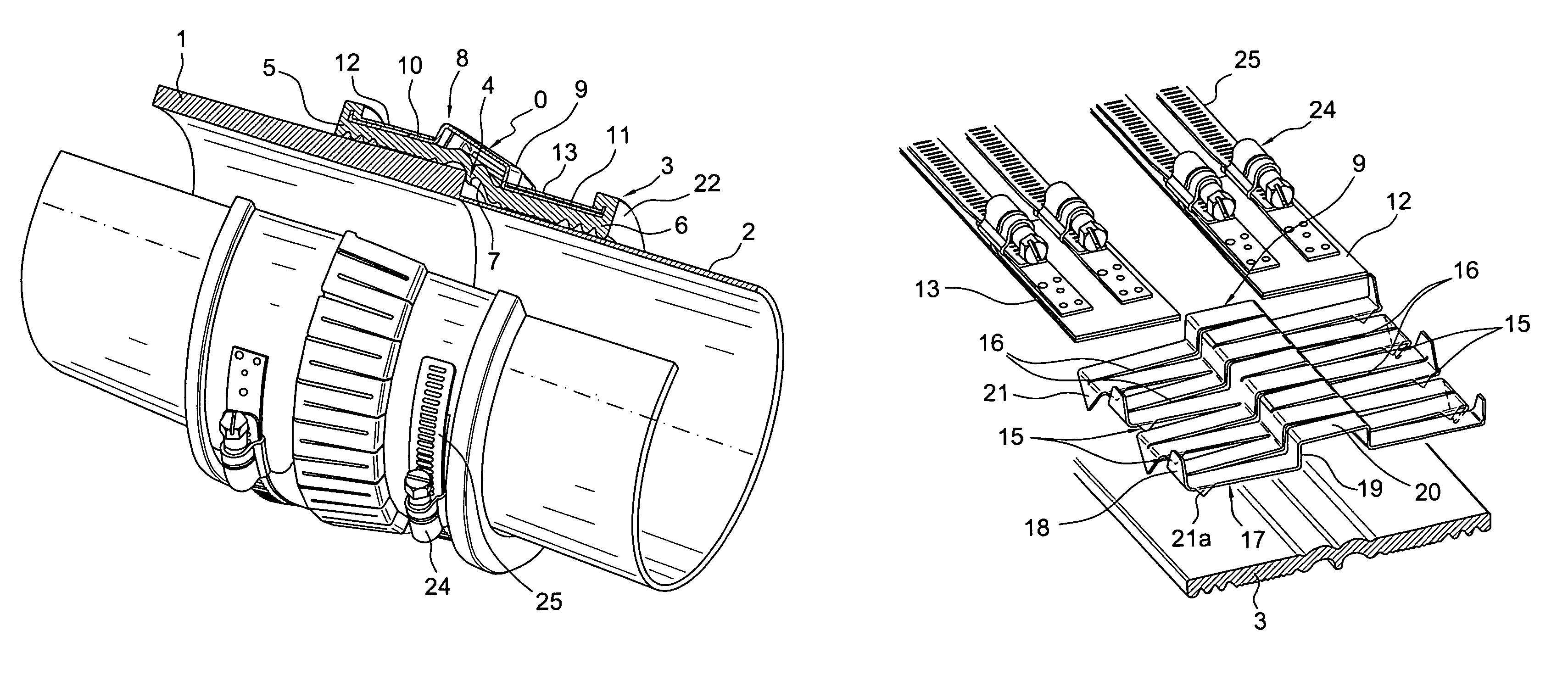 Device for connecting two pipes with different external diameters