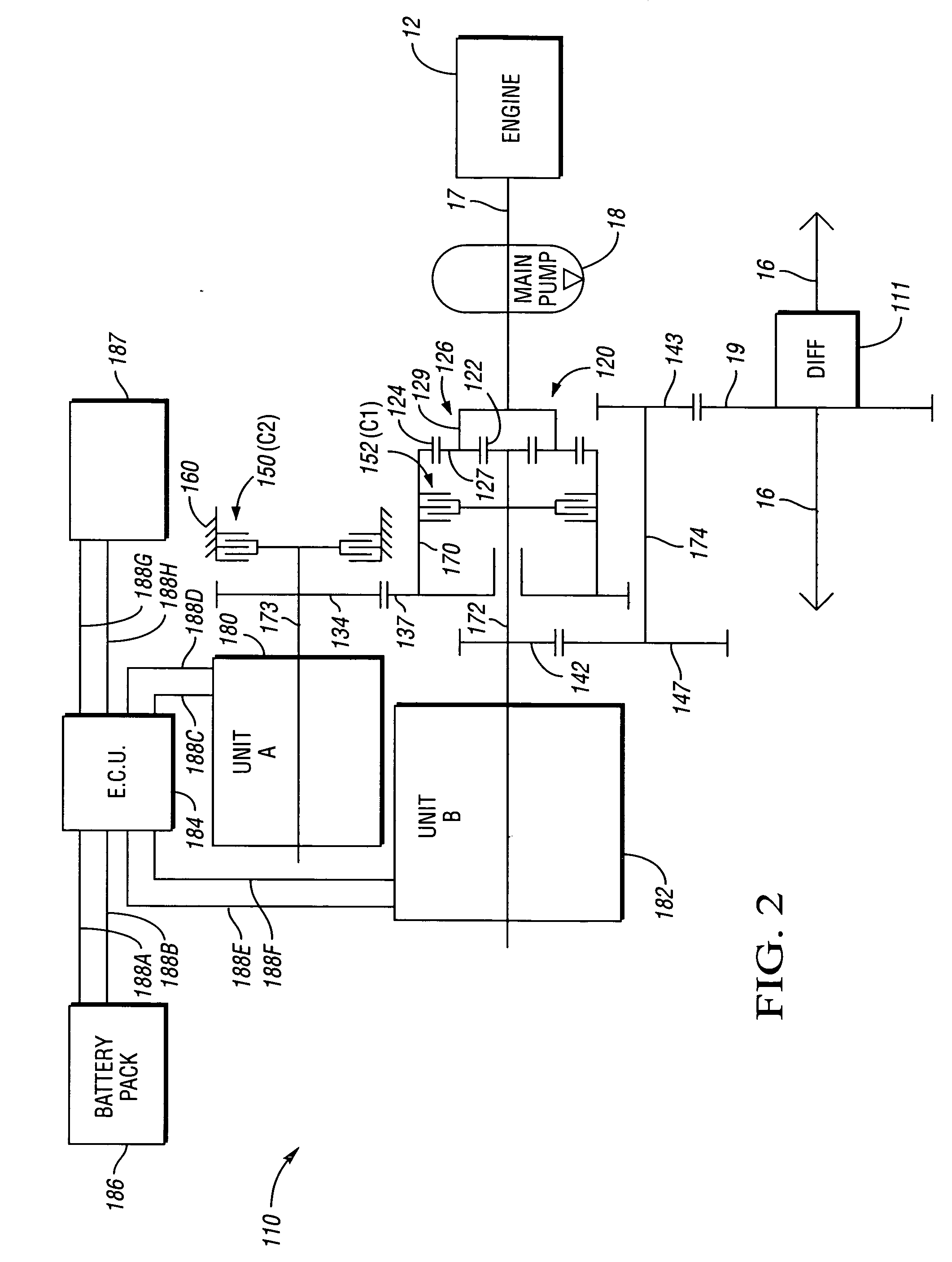 One-mode input-split electro-mechanical transmission with two fixed speed ratios