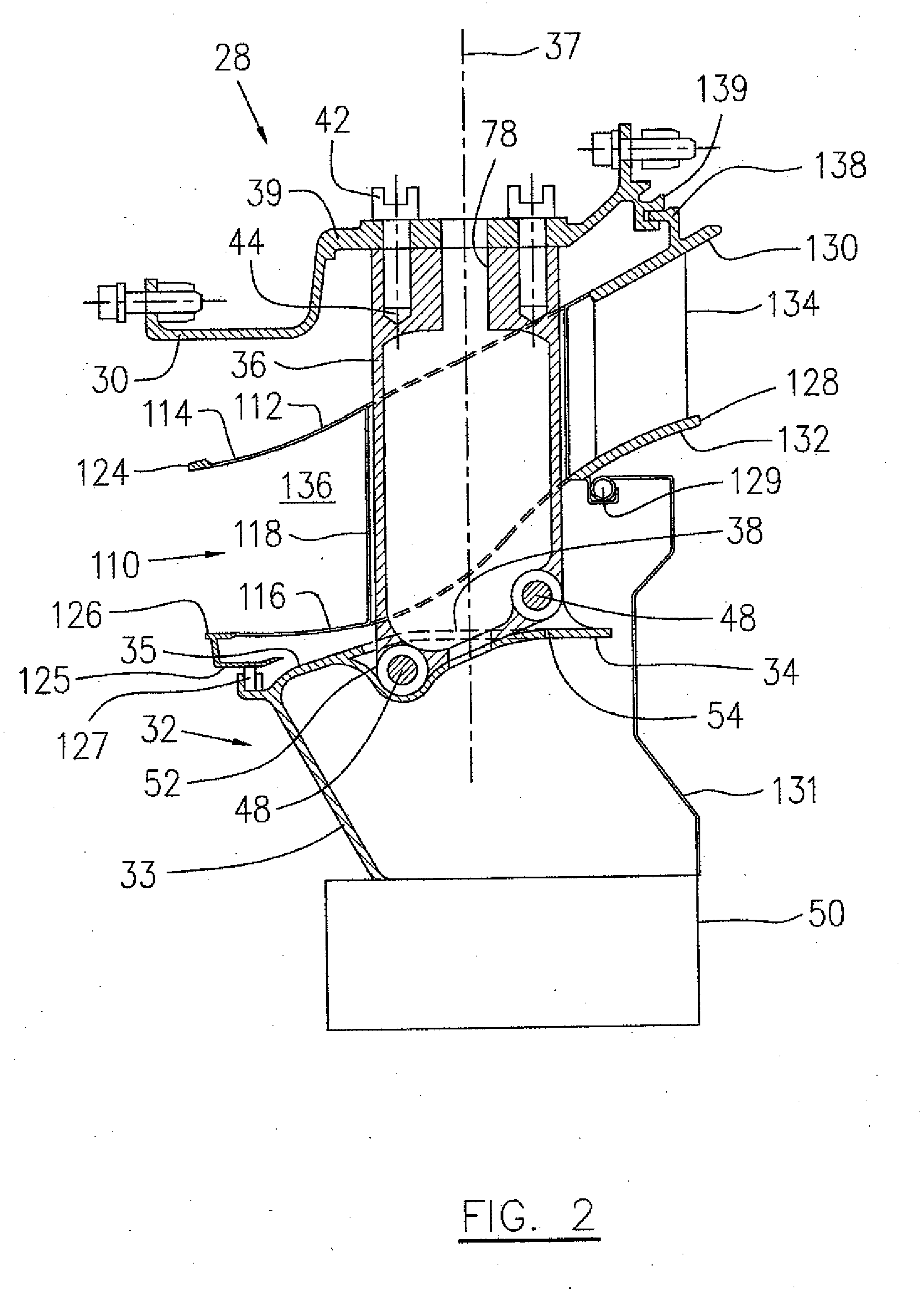Fabricated itd-strut and vane ring for gas turbine engine