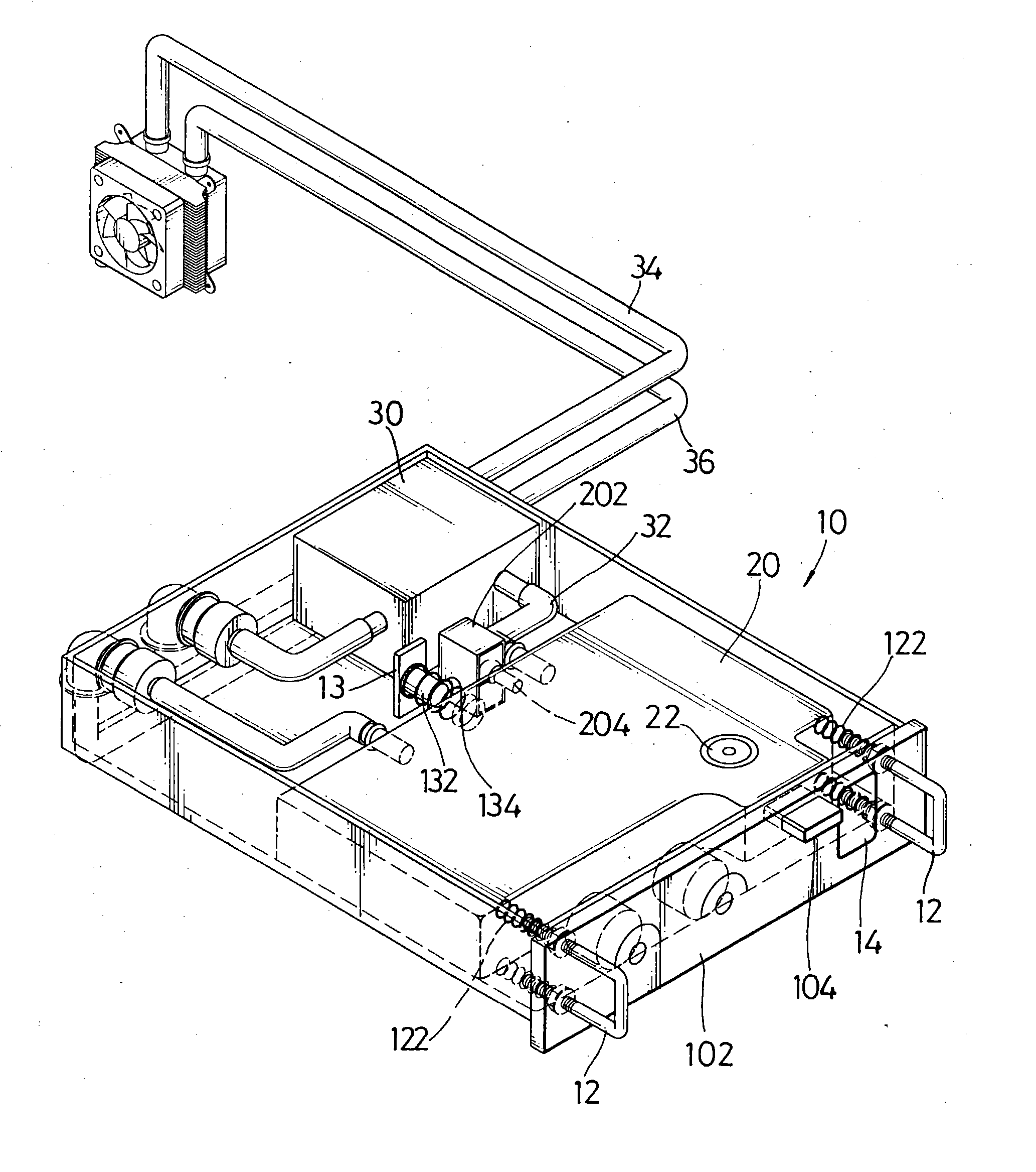 Cartridge assembly of a water cooled radiator