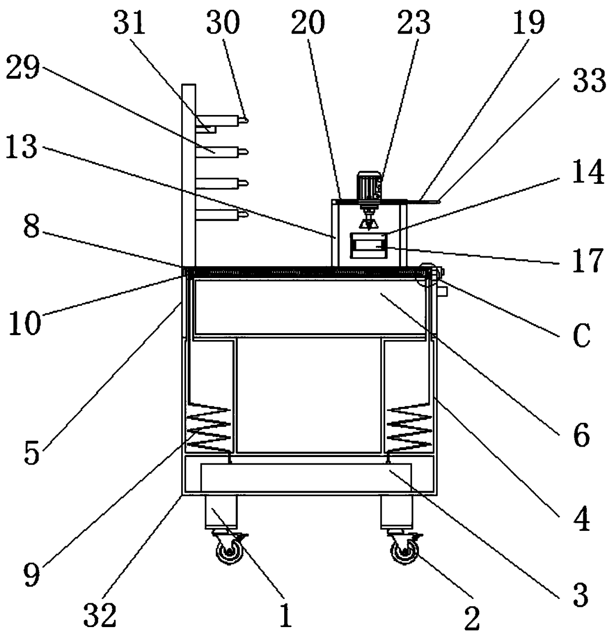 Machining table for ship fitting punching capable of preventing chip splashing